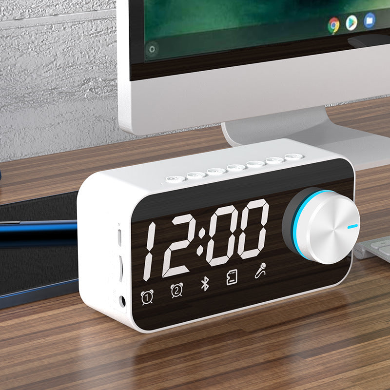 Bluetooth Speaker Extra Bass Portable Small Speaker Mini Clock Outdoor Household Dual Alarm Clock Large Volume