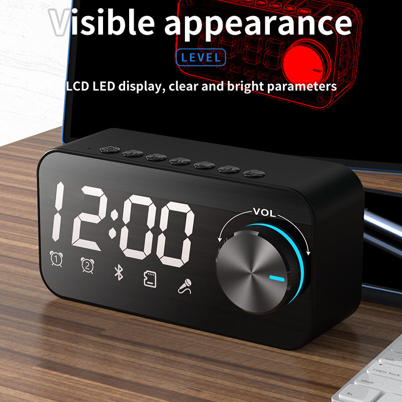 Bluetooth Speaker Extra Bass Portable Small Speaker Mini Clock Outdoor Household Dual Alarm Clock Large Volume