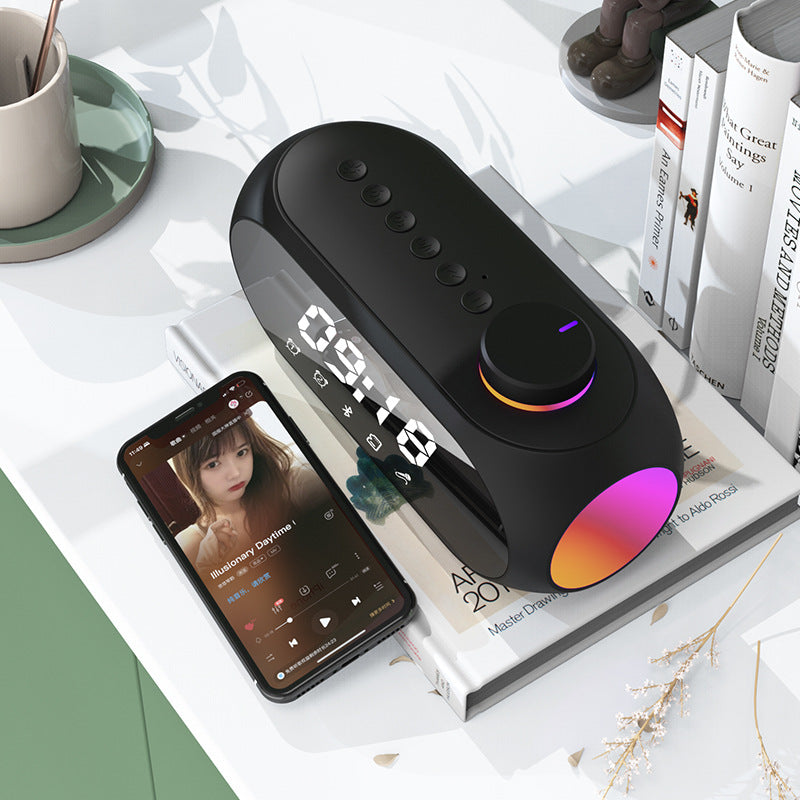 S18 Bluetooth Speaker RGB Alarm Clock Speaker Extra Bass Portable Mini Clock Household Desk Audio