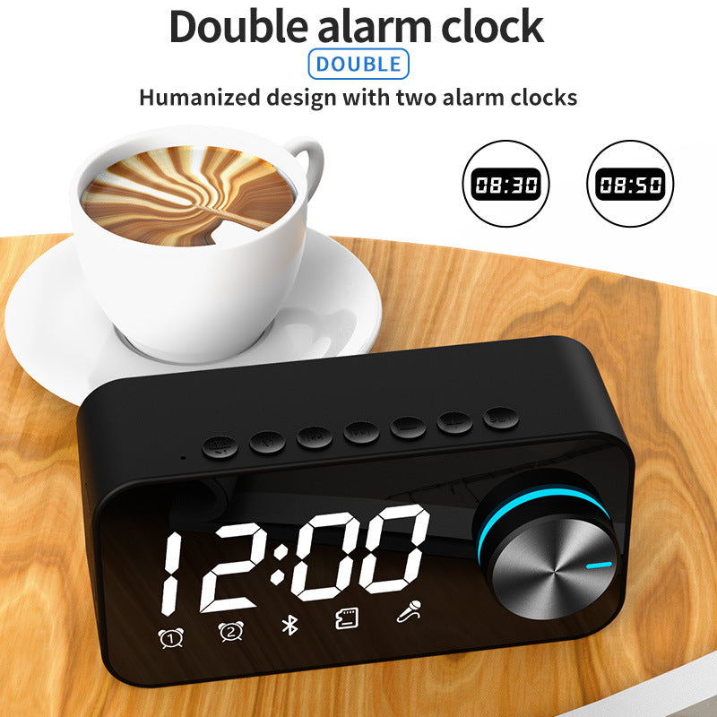 Bluetooth Speaker Extra Bass Portable Small Speaker Mini Clock Outdoor Household Dual Alarm Clock Large Volume