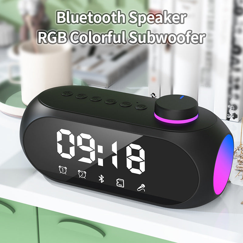 S18 Bluetooth Speaker RGB Alarm Clock Speaker Extra Bass Portable Mini Clock Household Desk Audio