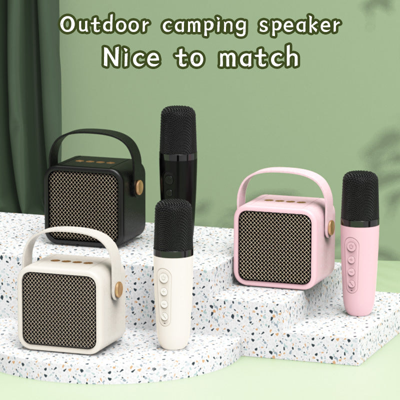 Portable Bluetooth Speaker Home Wireless Karaoke Audio Microphone Dual Microphone Outdoor Singing Small Family KTV