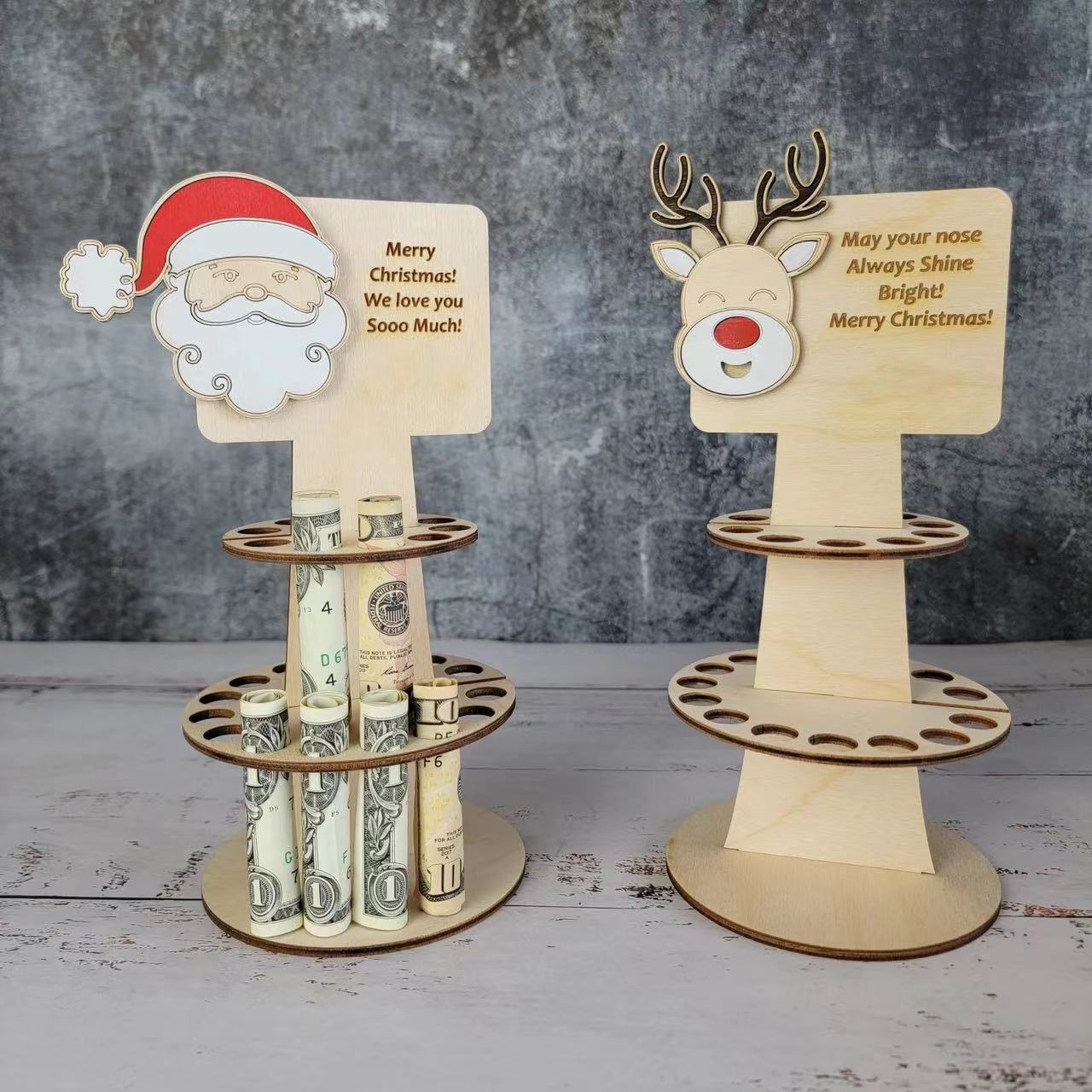 Christmas Money Holder New Christmas Decorations Santa Claus Elk Wallet Wooden Pendulum