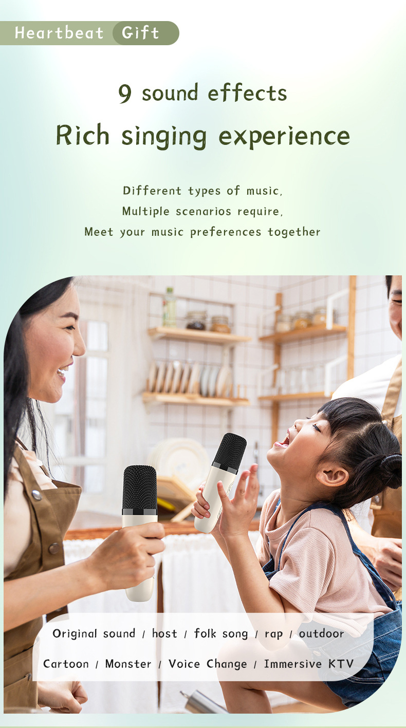 Portable Bluetooth Speaker Home Wireless Karaoke Audio Microphone Dual Microphone Outdoor Singing Small Family KTV