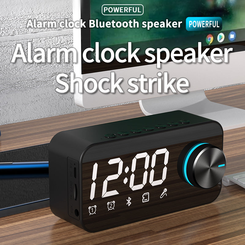 Bluetooth Speaker Extra Bass Portable Small Speaker Mini Clock Outdoor Household Dual Alarm Clock Large Volume