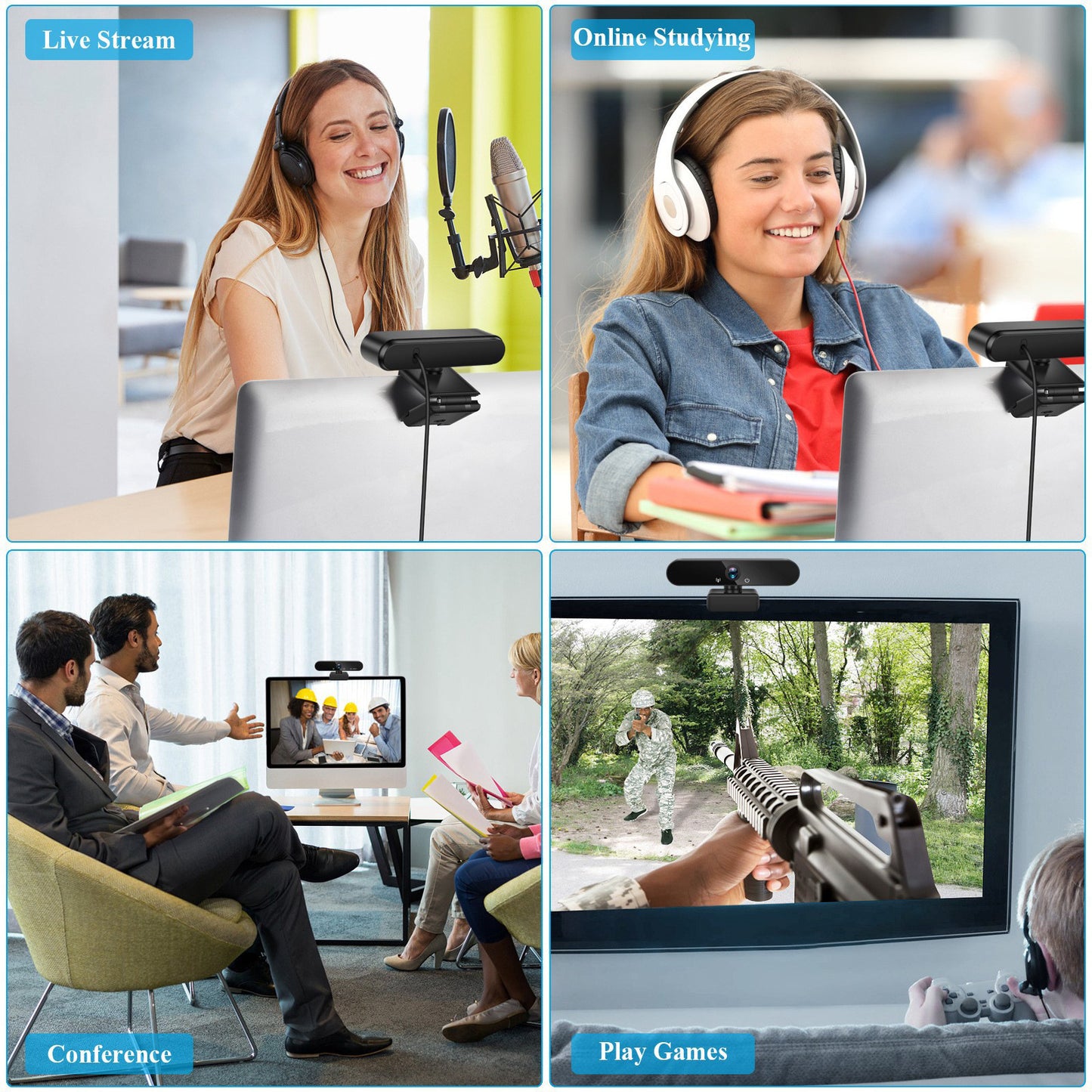 HD Video Call Camera 1080P Computer Desktop Computers and Laptop with Microphone Microphone Network Class USB Drive-Free